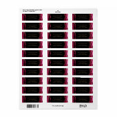 Étiquette d'adresse de retour Magenta rouge et or (Feuille entière)