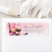 Étiquette d'adresse de retour maquillage chic (En situation)