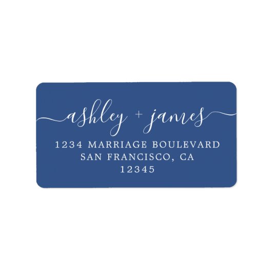 Étiquette d'adresse de retour Mariage bleu classiq (Devant)