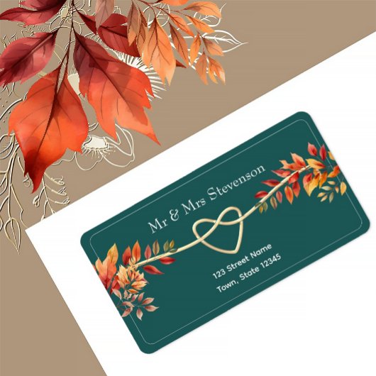 Étiquette d'adresse de retour Mariage de automne t