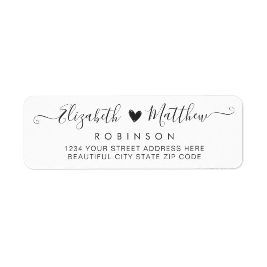 Étiquette d'adresse de retour Mariage de script mo (Devant)