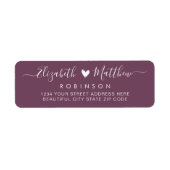 Étiquette d'adresse de retour Mariage pourpre de s (Devant)