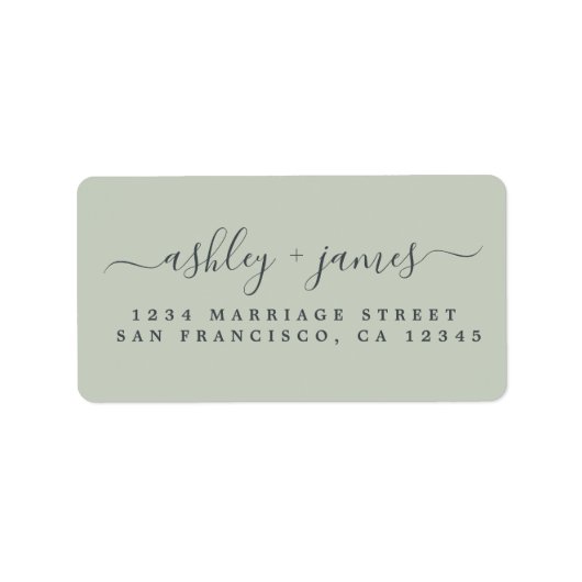 Étiquette d'adresse de retour Mariage vert chic Sc (Devant)