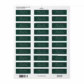 Étiquette d'adresse de retour Mariage vert chic Sc (Feuille entière)