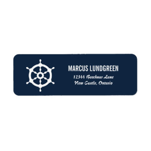 Étiquette d'adresse de retour marine et blanche