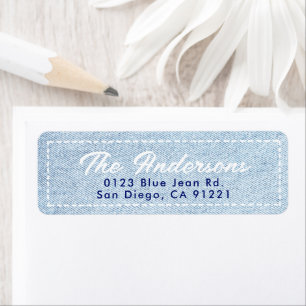 Étiquette d'adresse de retour minimale en bleu jea