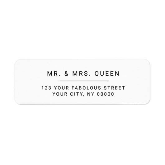 Étiquette d'adresse de retour minimaliste moderne  (Devant)