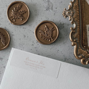Étiquette d'adresse de retour minimaliste or rose