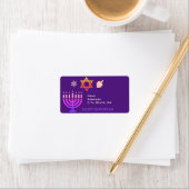 Étiquette d'adresse de retour moderne de Hanukkah (En situation)