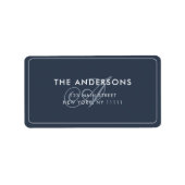 Étiquette d'adresse de retour Monogram Script Navy (Devant)