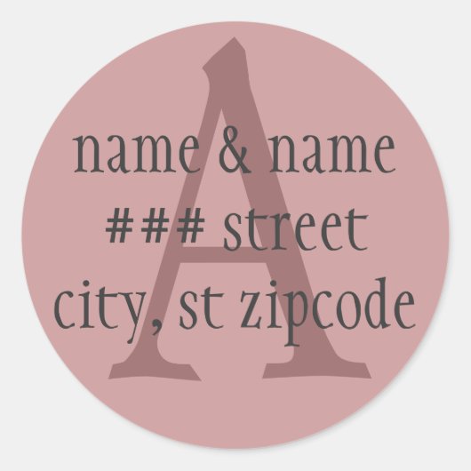 Étiquette d'adresse de retour monogramme "A" - per (Devant)