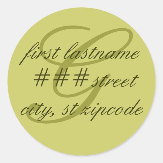 Étiquette d'adresse de retour monogramme "G" - per (Devant)