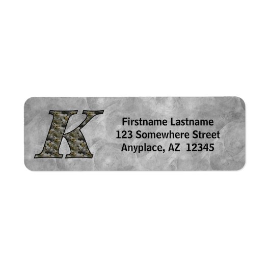 Étiquette d'adresse de retour Monogramme Initiale  (Devant)