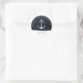 Étiquette d'adresse de retour monogramme marine d' (Sac)