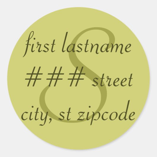 Étiquette d'adresse de retour monogramme "S" - per (Devant)