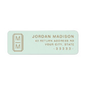 Étiquette d'adresse de retour monogramme vert ment (Devant)