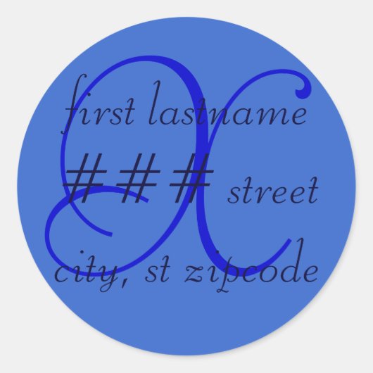 Étiquette d'adresse de retour monogramme "X" - per (Devant)