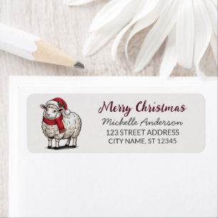 Étiquette d'adresse de retour Mouton Santa Noël jo