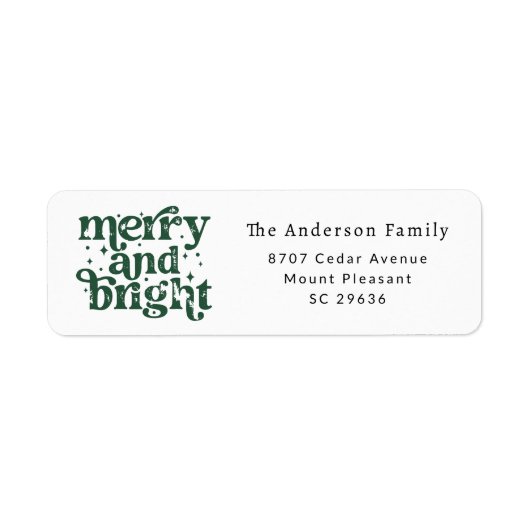 Étiquette d'adresse de retour Noël Merry & Bright (Devant)