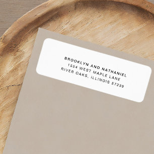 Étiquette d'adresse de retour Noir Blanc Simple