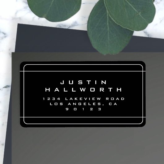 Étiquette d'adresse de retour noir et blanc unique