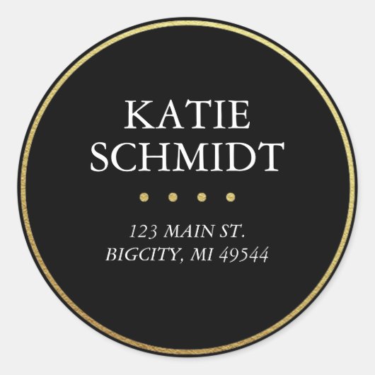 Étiquette d'adresse de retour noire avec Faux Gold (Devant)