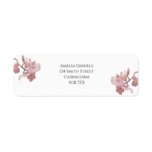 Étiquette d'adresse de retour Orchidée Rose Foncé (Devant)