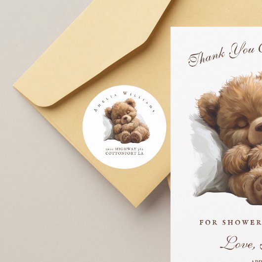 Étiquette d'adresse de retour Ourson Mignon