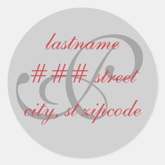 Étiquette d'adresse de retour P monogramme - perso (Devant)