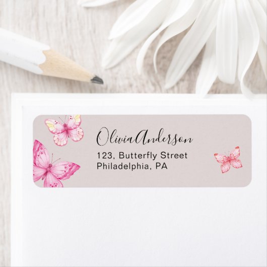 Étiquette d'adresse de retour papillon (En situation)