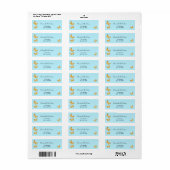 Étiquette d'adresse de retour papillon or bleu (Feuille entière)