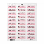 Étiquette d'adresse de retour Papillon Rose (Feuille entière)