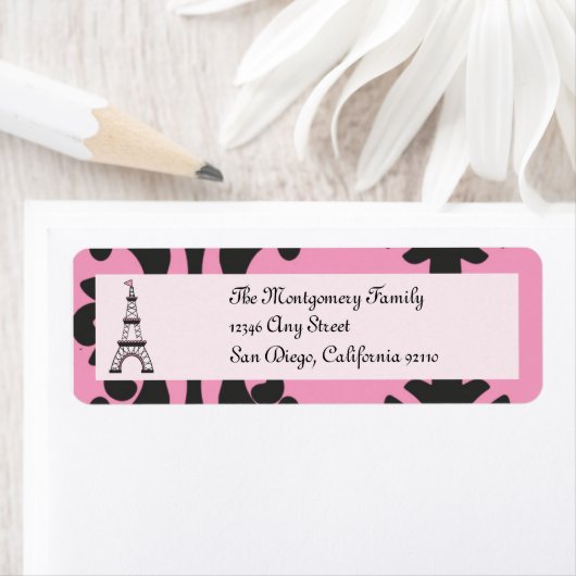 Étiquette d'adresse de retour Paris Chic (En situation)