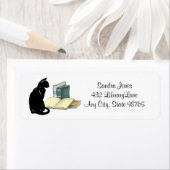 Étiquette d'adresse de retour personnalisée Chat e (En situation)