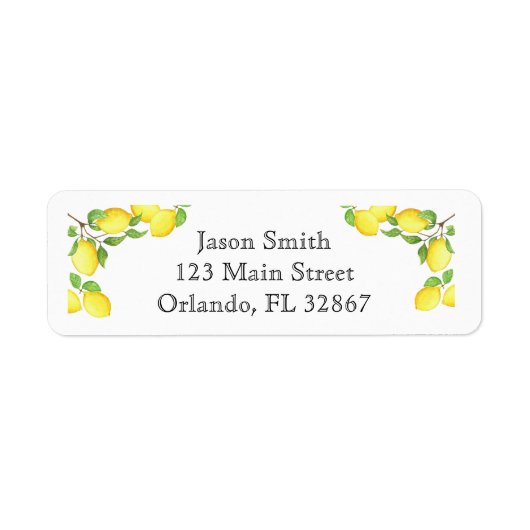 Étiquette d'adresse de retour personnalisée citron (Devant)