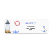 Étiquette d'adresse de retour - Phare à l'aquarell (Devant)