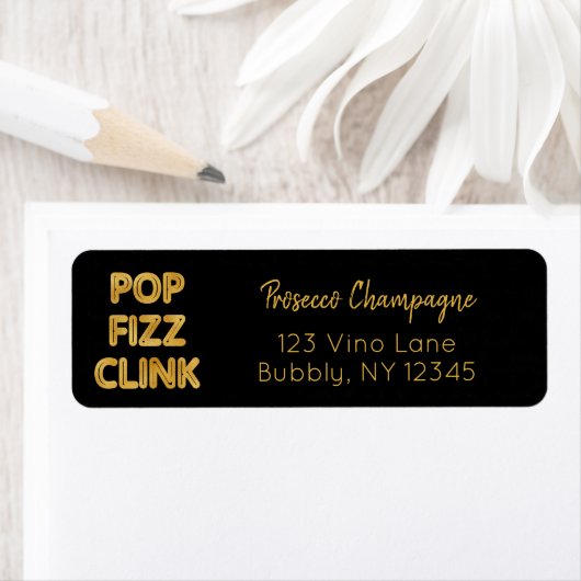Étiquette d'adresse de retour Pop Fizz Clink Typog (En situation)