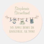 Étiquette d'adresse de retour pour Baby Shower Fil (Devant)