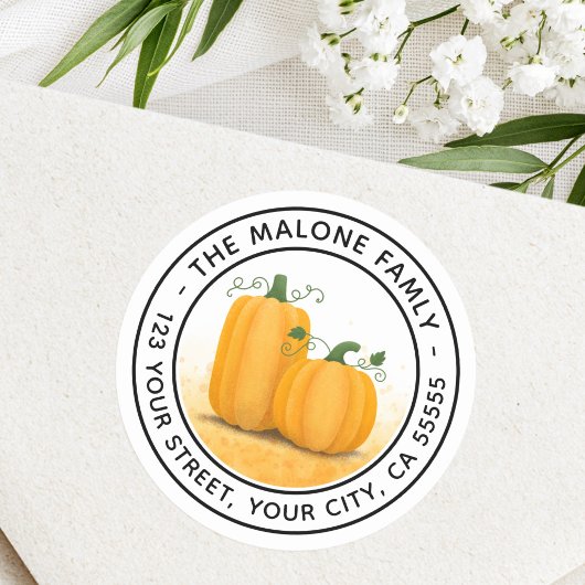 Étiquette d'adresse de retour pour citrouilles de