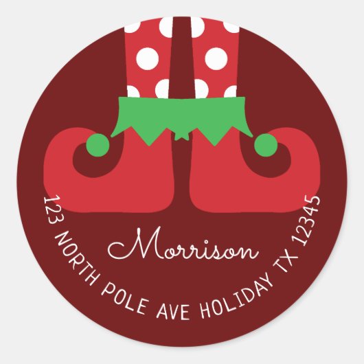 Étiquette d'adresse de retour pour elfe de Noël (Devant)