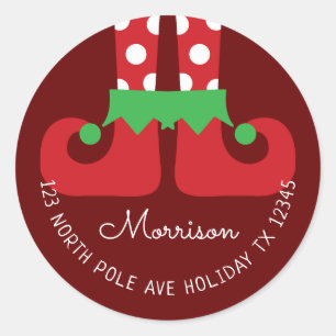 Étiquette d'adresse de retour pour elfe de Noël