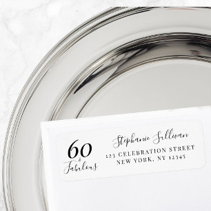 Étiquette d'adresse de retour pour fête des 60 ans