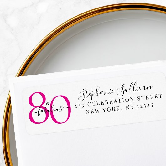 Étiquette d'adresse de retour pour fête des 80 ans