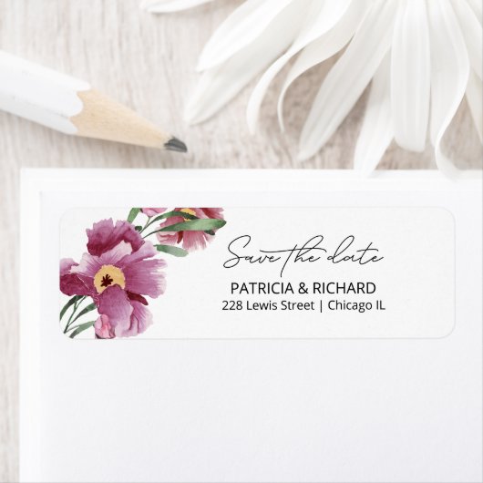 Étiquette d'adresse de retour pour le Floral Save (En situation)