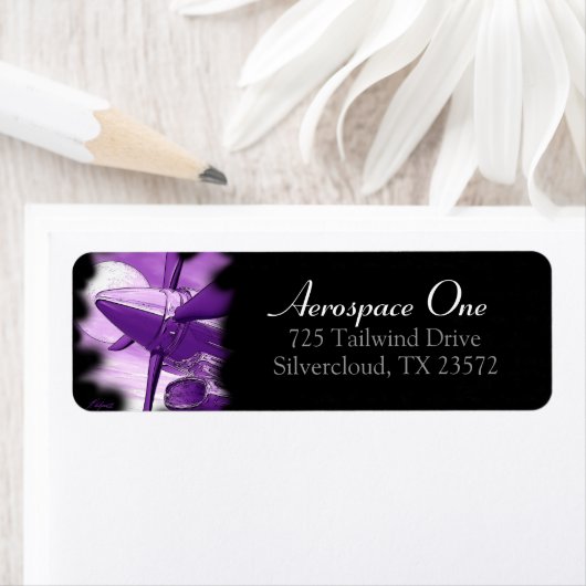 Étiquette d'adresse de retour pourpre de l'aéronef (En situation)
