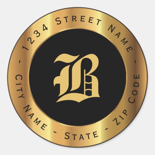 Étiquette d'adresse de retour Premium Gold Monogra (Devant)