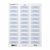 Étiquette d'adresse de retour rayée bleue Prépa (Feuille entière)