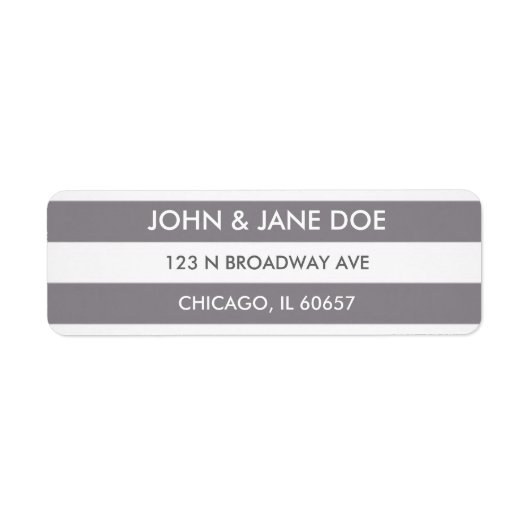 Étiquette d'adresse de retour rayée grise (Devant)