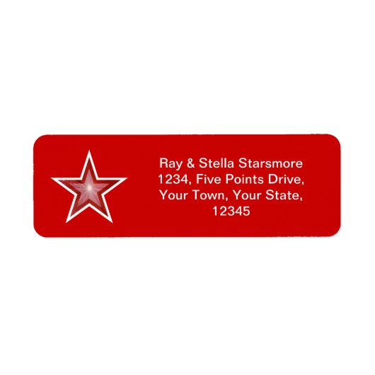Étiquette d'adresse de retour Red Star rouge (Devant)