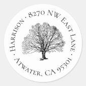 Étiquette d'adresse de retour Rond Arbre Rustique (Devant)